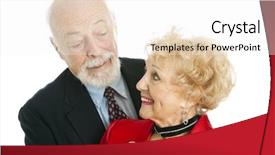  Presentation with senior couple - Cool new presentation design with elderly denture - well dressed senior couple flirting backdrop and a  colored foreground