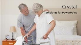  Presentation with elderly depression - PPT layouts consisting of orthodontics - portrait of a woman dentist background and a light gray colored foreground