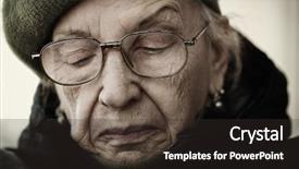  Presentation with elderly depression - Audience pleasing presentation theme consisting of elderly depression - older woman with eyeglasses backdrop and a dark gray colored foreground