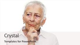  Presentation with elderly depression - Slide set having elderly depression - portrait of a senior woman background and a lemonade colored foreground