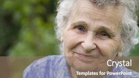  Presentation with elderly depression - Theme featuring elderly depression - portrait of senior woman outdoors background and a coral colored foreground