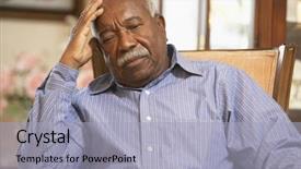  Presentation with elderly depression - Beautiful presentation featuring elderly depression - senior man relaxing in armchair backdrop and a light gray colored foreground