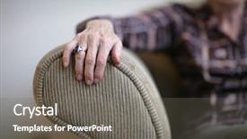  Presentation with elderly depression - PPT theme having elderly depression - senior woman hand background and a gray colored foreground