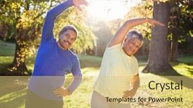  Presentation with kid s happy fathers day - PPT theme with elderly exercise - portrait of happy mature couple background and a yellow colored foreground
