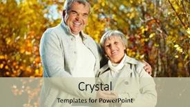  Presentation with aged - Slide deck with elderly falls - photo of happy aged man background and a soft green colored foreground