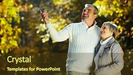  Presentation with senior couple - Cool new slide deck with elderly falls - photo of senior couple backdrop and a  colored foreground