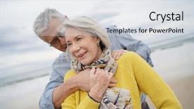  Presentation with senior couple - Slide set enhanced with elderly falls - portrait of attractive vibrant senior background and a sky blue colored foreground