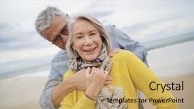  Presentation with senior couple - Presentation theme featuring elderly falls - portrait of attractive vibrant senior background and a yellow colored foreground