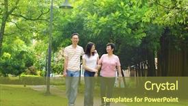  Presentation with senior asian - Colorful theme enhanced with old age walking exercise - asian adult having a outdoor backdrop and a tawny brown colored foreground