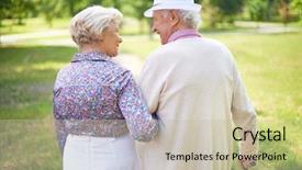  Presentation with senior couple - PPT theme consisting of dignity - back view of happy senior background and a soft green colored foreground
