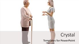  Presentation with shot - Presentation design consisting of senior woman with a cane background and a lemonade colored foreground