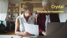  Presentation with senior couple - PPT layouts with senior couple paying bills online background and a tawny brown colored foreground