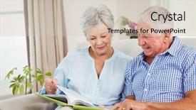  Presentation with senior couple - Slide deck consisting of reading a book in living background and a soft green colored foreground