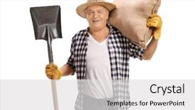  Presentation with elderly ladies beauty shop - Amazing presentation having elderly farmer with a shovel backdrop and a light gray colored foreground