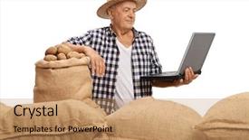  Presentation with robot elderly - Cool new presentation theme with elderly farmer with burlap sacks backdrop and a coral colored foreground
