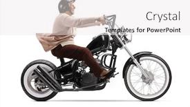  Presentation with custom - Beautiful slide deck featuring elderly-female-biker backdrop and a white colored foreground