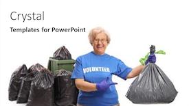  Presentation with waste - Amazing theme having elderly-female-volunteer-pointing backdrop and a white colored foreground