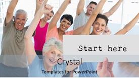  Presentation with aerobics - Colorful presentation design enhanced with elderly fitness - digital composite image of aerobics backdrop and a light blue colored foreground