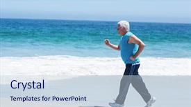  Presentation with training aspire man running - Cool new PPT theme with elderly fitness - handsome mature man running backdrop and a  colored foreground