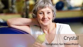  Presentation with senior fitness - Beautiful slides featuring elderly fitness - portrait of senior woman backdrop and a coral colored foreground