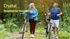  Presentation with outdoor activities - Amazing slides having elderly fitness - senior couple enjoying their walk backdrop and a  colored foreground