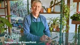  Presentation with inventory - PPT layouts featuring elderly-florist-in-the-flower background and a ocean colored foreground