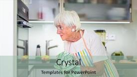  Presentation with family healthy eating - Presentation theme enhanced with elderly free - senior woman cooking background and a mint green colored foreground