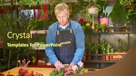  Presentation with elderly - Slides having elderly-gardener-as-owner background and a tawny brown colored foreground