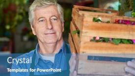  Presentation with shipping - Presentation theme with elderly-gardener-carries-a-crate background and a teal colored foreground
