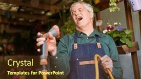  Presentation with spirits - Presentation with elderly-gardener-in-the-flower background and a tawny brown colored foreground