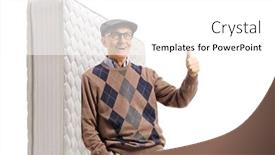  Presentation with mattress - Slide set having elderly-gentleman-leaning background and a white colored foreground