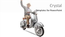  Presentation with elderly - Slide deck consisting of elderly-gentleman-riding-a-vintage background and a white colored foreground