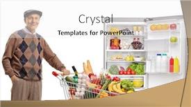  Presentation with refrigerator - Cool new theme with elderly-gentleman-with-a-shopping backdrop and a white colored foreground