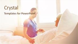  Presentation with nurse care - PPT theme featuring elderly hands - medicine age support health care background and a cream colored foreground