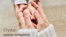  Presentation with elderly - Audience pleasing slides consisting of elderly-hands-hold-hands backdrop and a soft green colored foreground