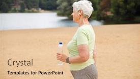  Presentation with summer time - PPT theme enhanced with elderly-happy-retired-woman-jogging background and a lemonade colored foreground
