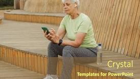  Presentation with text message - Presentation enhanced with elderly-happy-retired-woman background and a tawny brown colored foreground