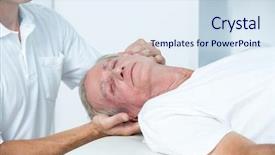  Presentation with medical - PPT theme enhanced with elderly healthcare - man receiving head massage background and a sky blue colored foreground