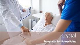  Presentation with nurse care - Slides with elderly healthcare - medicine age health care background and a coral colored foreground