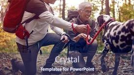  Presentation with rest - Beautiful PPT layouts featuring elderly-hikers-couple backdrop and a tawny brown colored foreground