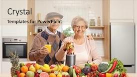  Presentation with elderly nutrition - Cool new slide set with elderly husband and wife backdrop and a lemonade colored foreground