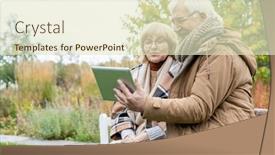  Presentation with weekend - Colorful PPT layouts enhanced with elderly-husband-and-wife backdrop and a soft green colored foreground