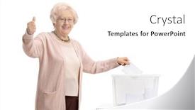  Presentation with vote - Slides with elderly-lady-casting-a-vote background and a white colored foreground
