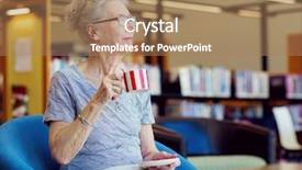  Presentation with cup of lemon tea - Presentation featuring elderly lady in the libary background and a coral colored foreground