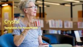  Presentation with cup of lemon tea - Colorful slide set enhanced with elderly lady in the libary backdrop and a coral colored foreground