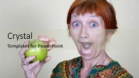  Presentation with elderly - PPT theme with elderly lady losing her teeth background and a soft green colored foreground