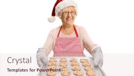  Presentation with chocolate chip cookies - Colorful presentation design enhanced with elderly-lady-making-christmas-chocolate backdrop and a lemonade colored foreground