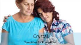  Presentation with caring - Beautiful PPT theme featuring elderly lady with a broken backdrop and a  colored foreground