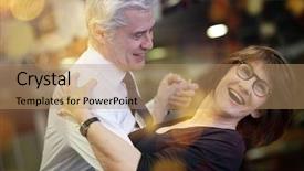  Presentation with senior couple - Amazing PPT theme having elderly learning - romantic senior couple dancing together backdrop and a coral colored foreground