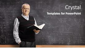  Presentation with math book - PPT layouts with elderly-male-teacher-holding background and a dark gray colored foreground